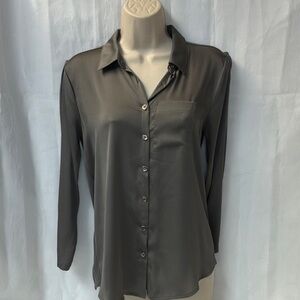 Ann Taylor Gray Button-Up Blouse